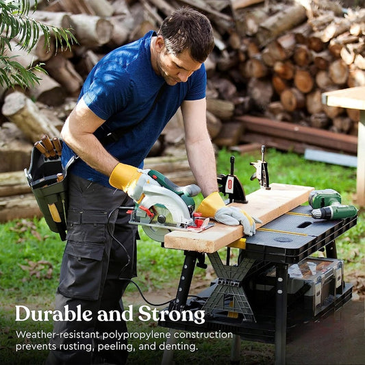 Portable Folding Workbench with 2 Clamps – Heavy Duty Work Table