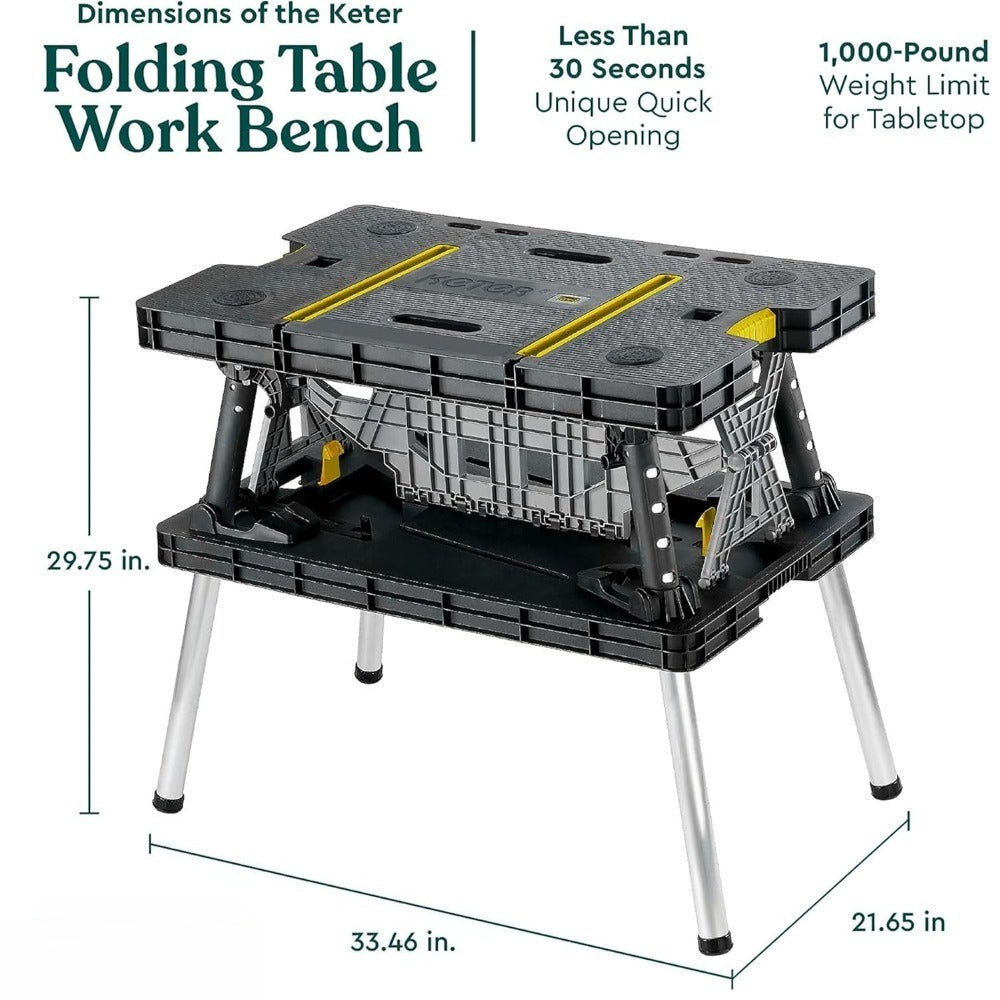 Portable Folding Workbench with 2 Clamps – Heavy Duty Work Table