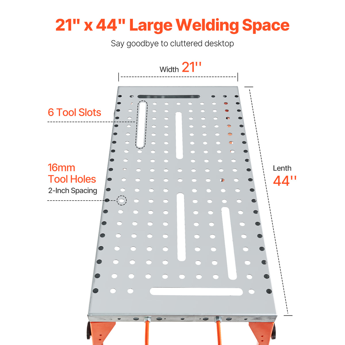 Heavy-Duty Portable Welding Table – 21" x 44" Foldable Workbench, 500 lb Capacity, Adjustable Height