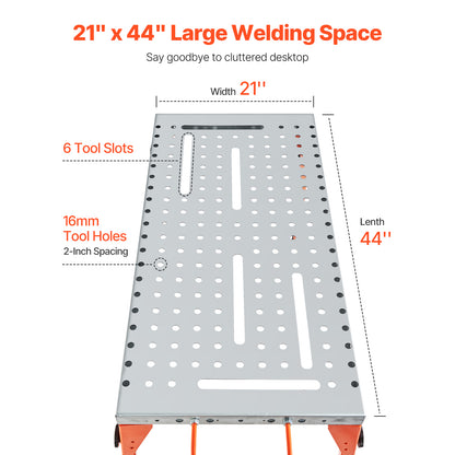 Heavy-Duty Portable Welding Table – 21" x 44" Foldable Workbench, 500 lb Capacity, Adjustable Height