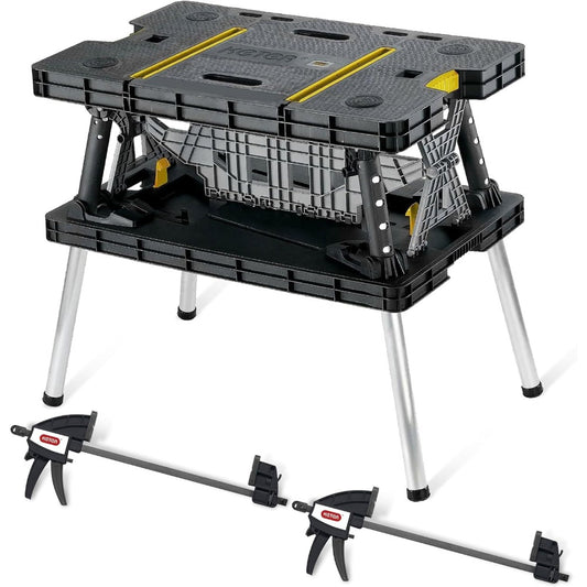 Portable Folding Workbench with 2 Clamps – Heavy Duty Work Table