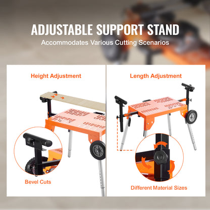 Portable Adjustable Miter Saw Stand with Wheels – 330 lb Heavy Duty Folding Work Table