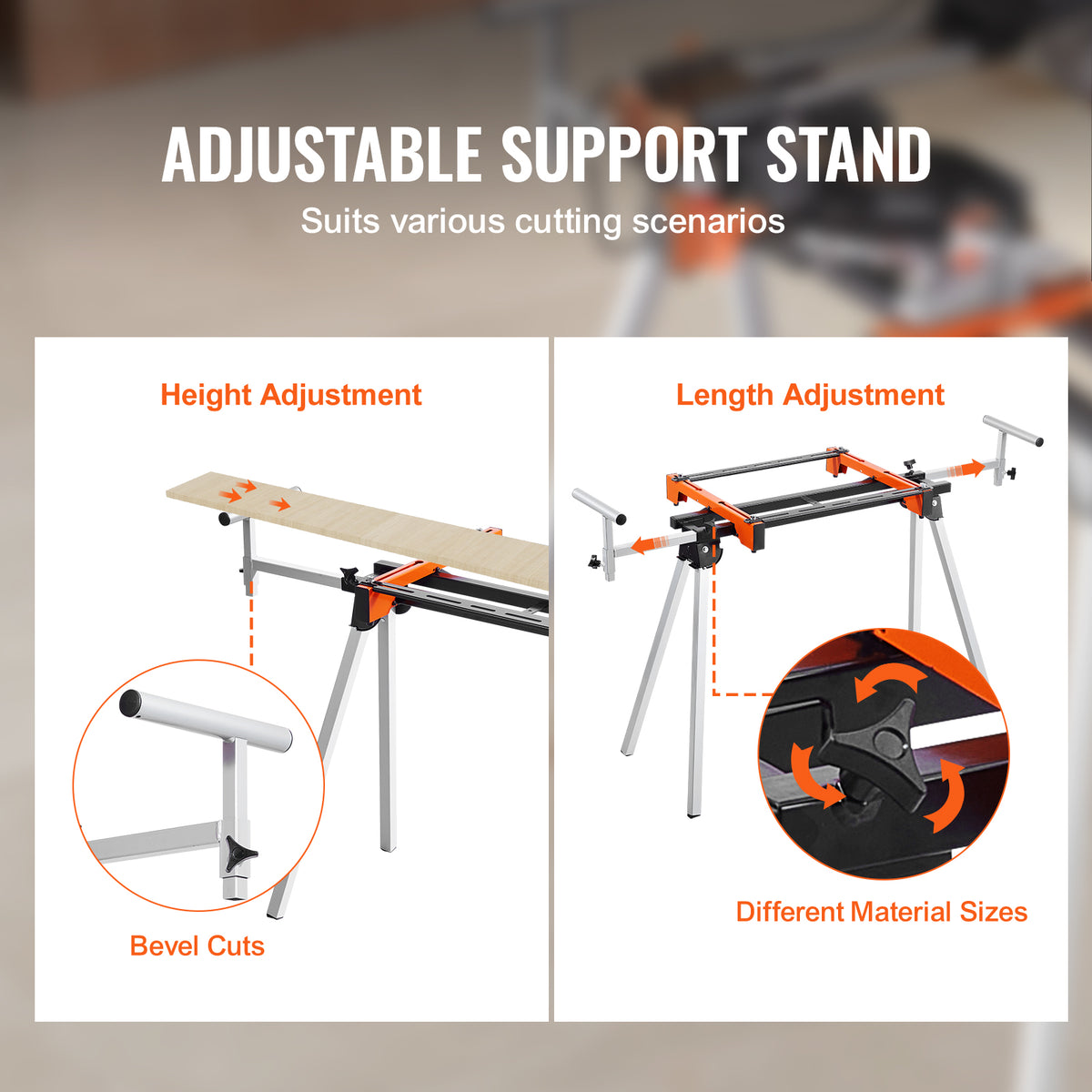 Portable Folding Miter Saw Stand – 300 lb Capacity with Extendable Support Arms