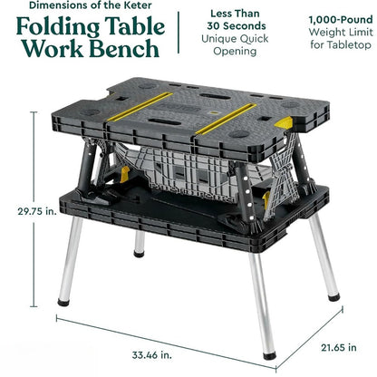 Portable Folding Workbench with 2 Clamps – Heavy Duty Work Table