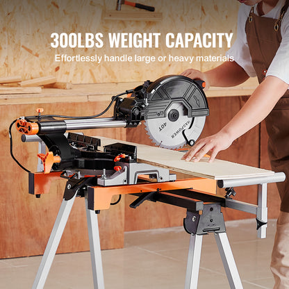 Portable Folding Miter Saw Stand – 300 lb Capacity with Extendable Support Arms