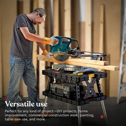 Portable Folding Workbench with 2 Clamps – Heavy Duty Work Table