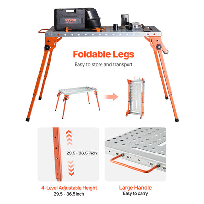 Heavy-Duty Portable Welding Table – 21" x 44" Foldable Workbench, 500 lb Capacity, Adjustable Height