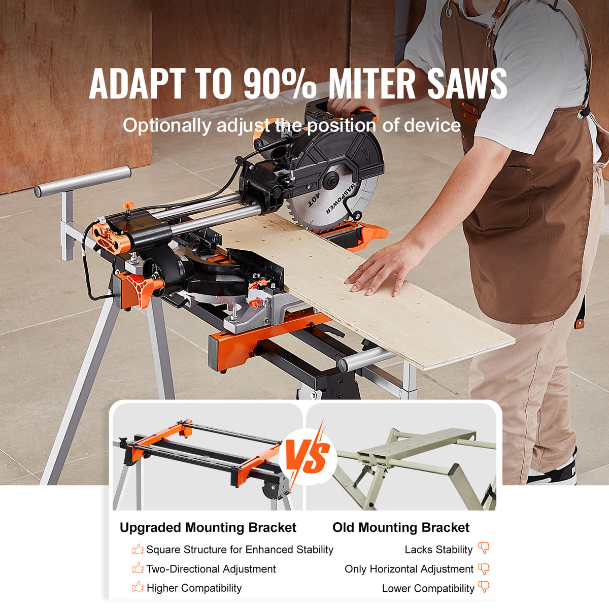 Portable Folding Miter Saw Stand – 300 lb Capacity with Extendable Support Arms