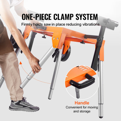 Portable Adjustable Miter Saw Stand with Wheels – 330 lb Heavy Duty Folding Work Table